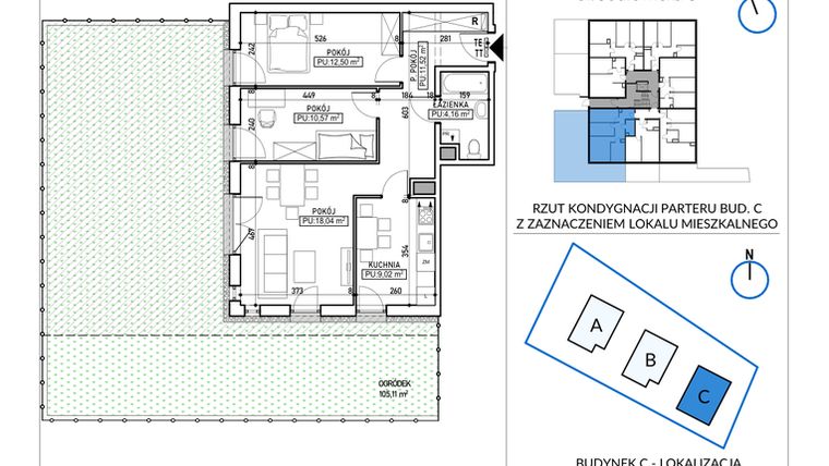 Rzut - Mieszkanie na sprzedaż 3 pokoje o powierzchni 65,81 m² - numer 5-7 w Jodłowicka 5