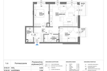 Rzut - Mieszkanie na sprzedaż 3 pokoje o powierzchni 68,36 m² - numer S18 w Miasto Ogród 6 - OSLO i SZTOKHOLM