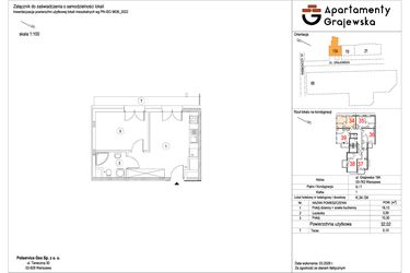 Rzut - Mieszkanie na sprzedaż 2 pokoje o powierzchni 32,23 m² - numer M-34 w Apartamenty Grajewska
