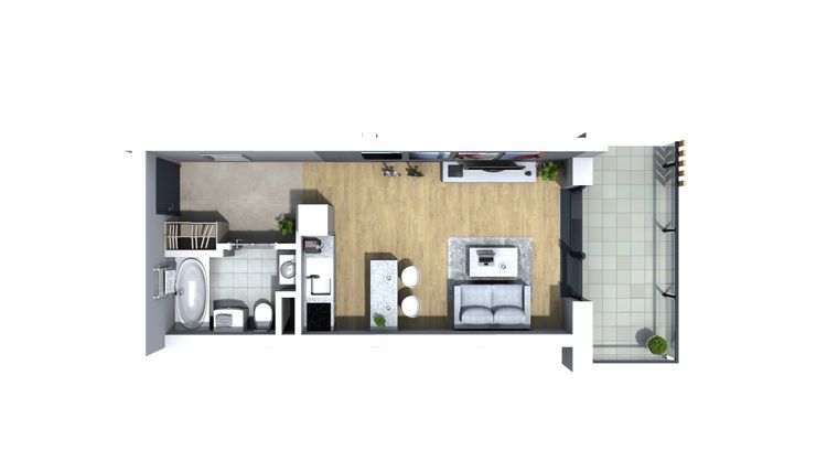 Rzut - Mieszkanie na sprzedaż 1 pokój o powierzchni 26,84 m² - numer K2.MK12 w Zielone Wzgórza