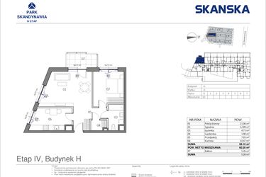 Rzut - Mieszkanie na sprzedaż 2 pokoje o powierzchni 58,1 m² - numer HA0002 w Park Skandynawia V