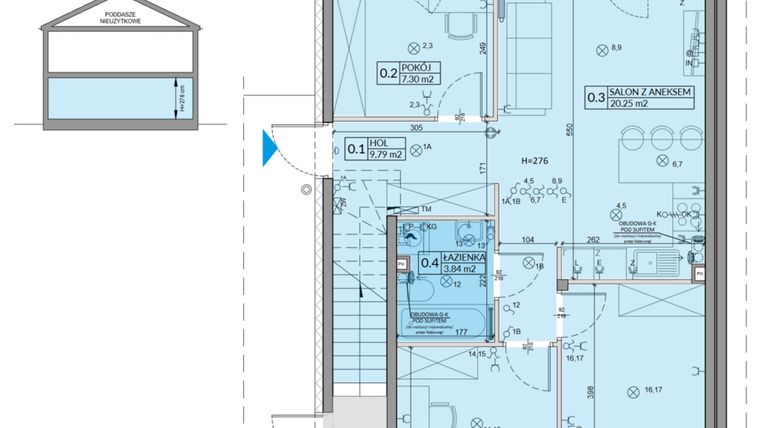 Rzut - Mieszkanie na sprzedaż 4 pokoje o powierzchni 59,85 m² - numer 31A w Domy na Witosa etap 1B