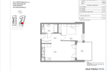 Rzut - Mieszkanie na sprzedaż 2 pokoje o powierzchni 50,57 m² - numer B.26 w Villa Verona Mielno