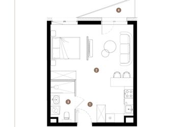 Rzut - Mieszkanie na sprzedaż 1 pokój o powierzchni 36,33 m² - numer C2.01.13 w Apartamenty Reytana