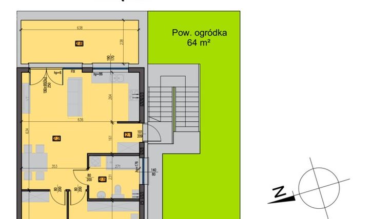 Rzut - Mieszkanie na sprzedaż 3 pokoje o powierzchni 63,8 m² - numer 129/2 w Zespół willowy Zielona Polana - etap 4C