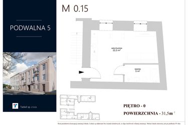 Rzut - Mieszkanie na sprzedaż 1 pokój o powierzchni 31,5 m² - numer M 0.15 w Podwalna 5