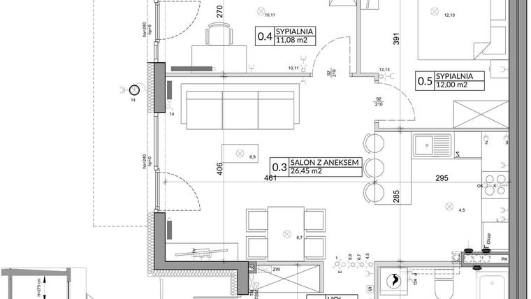 Rzut - Mieszkanie na sprzedaż 3 pokoje o powierzchni 61,95 m² - numer 41A w Osiedle Młodych etap V