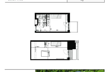 Rzut - Mieszkanie na sprzedaż 2 pokoje o powierzchni 41,54 m² - numer AB.4.059 w Nadolnik Compact Apartments etap III