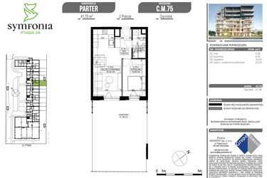 Rzut - Mieszkanie na sprzedaż 2 pokoje o powierzchni 41,72 m² - numer C.75 w Symfonia Ptasia 28