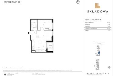Rzut - Mieszkanie na sprzedaż 2 pokoje o powierzchni 39,8 m² - numer A12 w Apartamenty Składowa