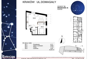 Rzut - Mieszkanie na sprzedaż 2 pokoje o powierzchni 40,44 m² - numer 39/36 w Zodiak