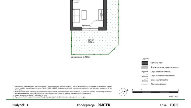 Rzut - Mieszkanie na sprzedaż 1 pokój o powierzchni 29,52 m² - numer E.0.5 w Nowy Świat Ostoja etap II - EFG