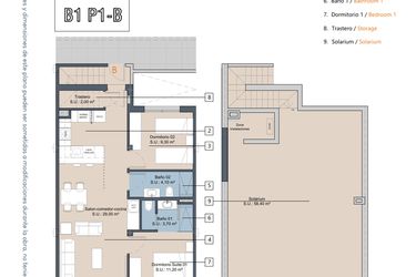 Rzut - Mieszkanie na sprzedaż 2 pokoje o powierzchni 65,6 m² - numer 1-1-B w Apartamenty w Los Alcázares - 49717964