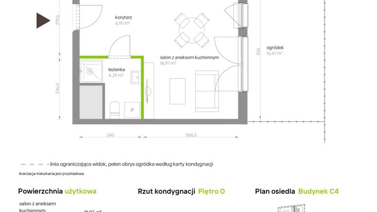 Rzut - Mieszkanie na sprzedaż 1 pokój o powierzchni 30,18 m² - numer C4.0D90 w Bemowo Vita