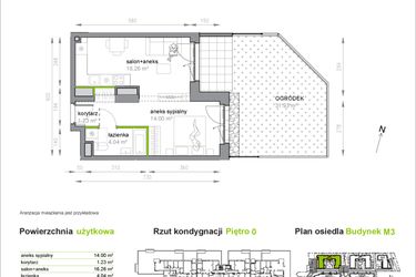 Rzut - Mieszkanie na sprzedaż 1 pokój o powierzchni 35,53 m² - numer M3/1/0/1 w Przy Parku Vita