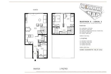 Rzut - Mieszkanie na sprzedaż 3 pokoje o powierzchni 85,22 m² - numer B3/M1 w Wille Estezja