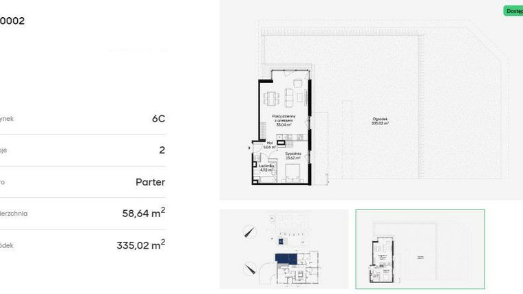 Rzut - Mieszkanie na sprzedaż 2 pokoje o powierzchni 58,64 m² - numer 6C0002 w Jaśminowy Mokotów etap VI