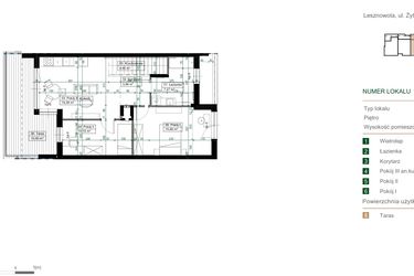 Rzut - Mieszkanie na sprzedaż 3 pokoje o powierzchni 57,61 m² - numer 13.2 w Green Ville
