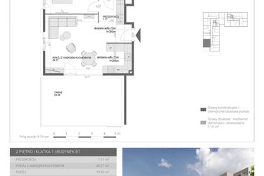 Rzut - Mieszkanie na sprzedaż 2 pokoje o powierzchni 49,47 m² - numer M22 w Modern House II