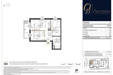 Rzut - Mieszkanie na sprzedaż 3 pokoje o powierzchni 44,88 m² - numer M.18 w Ożarowska 35