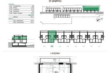 Rzut - Mieszkanie na sprzedaż 4 pokoje o powierzchni 71,5 m² - numer C.7.2 w Dębowe Zacisze