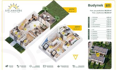 Rzut - Dom na sprzedaż 5 pokoi o powierzchni 86,3 m² - numer B11 w Osiedle Sielankowe