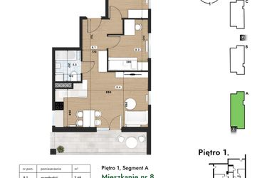 Rzut - Mieszkanie na sprzedaż 3 pokoje o powierzchni 59,27 m² - numer 8 w Słomczyńskiego Widoki