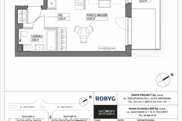Rzut - Mieszkanie na sprzedaż 1 pokój o powierzchni 30,02 m² - numer B0M07 w Pas Startowy bud. A i B