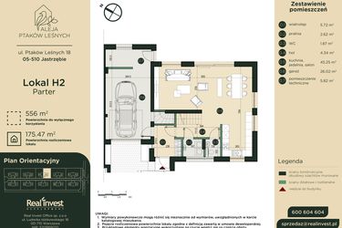Rzut - Dom na sprzedaż 5 pokoi o powierzchni 175,47 m² - numer H2 w Aleja Ptaków Leśnych