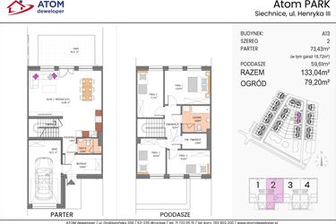 Rzut - Dom na sprzedaż 5 pokoi o powierzchni 134,87 m² - numer A13/2 w ATOM Park