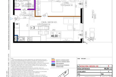 Rzut - Mieszkanie na sprzedaż 2 pokoje o powierzchni 46,01 m² - numer 3 w Strumykowa
