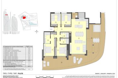 Rzut - Mieszkanie na sprzedaż 4 pokoje o powierzchni 244 m² - numer 35-P3-278 w Apartamenty w Benidorm - 28229441