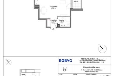 Rzut - Mieszkanie na sprzedaż 1 pokój o powierzchni 34,35 m² - numer A.1M03 w Kobieli 4