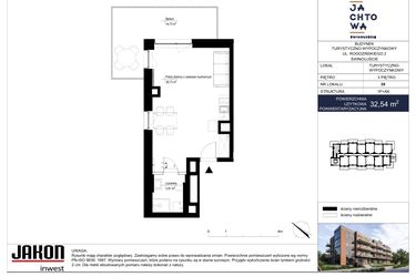 Rzut - Mieszkanie na sprzedaż 1 pokój o powierzchni 32,54 m² - numer 39 w Jachtowa