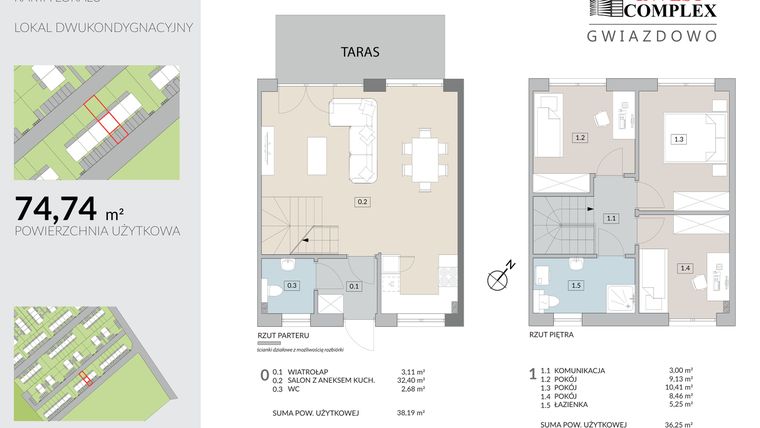 Rzut - Mieszkanie na sprzedaż 4 pokoje o powierzchni 74,44 m² - numer K11.2 w Osiedle Gwiazdowo etap 9