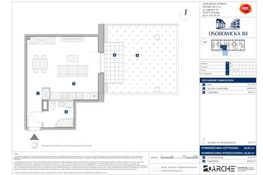 Rzut - Mieszkanie na sprzedaż 1 pokój o powierzchni 36,52 m² - numer A.4 w Osobowicka 114