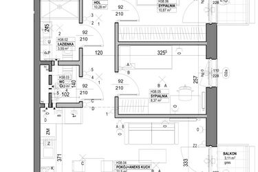 Rzut - Mieszkanie na sprzedaż 3 pokoje o powierzchni 58,54 m² - numer H38 w Miasto Ogród 6 - HELSINKI
