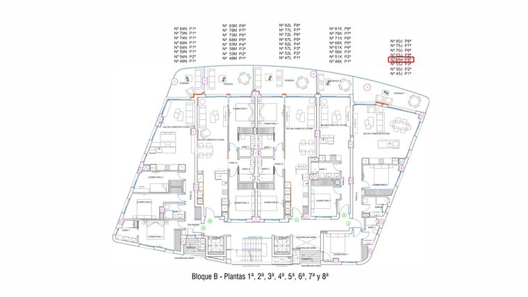 Rzut - Mieszkanie na sprzedaż 1 pokój o powierzchni 51,16 m² - numer 2-51 w Apartamenty w La Manga del Mar Menor - 98899735