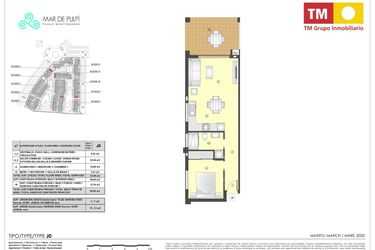 Rzut - Mieszkanie na sprzedaż 1 pokój o powierzchni 51 m² - numer 2B.61 w Mar de Pulpi - Almeria
