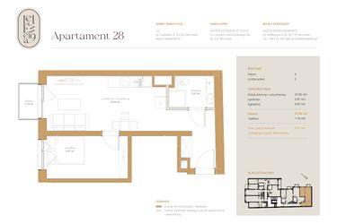 Rzut - Mieszkanie na sprzedaż 2 pokoje o powierzchni 55,1 m² - numer A28 w Lelewela 9