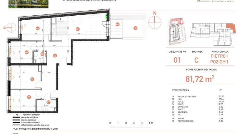 Rzut - Mieszkanie na sprzedaż 2 pokoje o powierzchni 81,72 m² - numer 18.1 w Osiedle Nowe Horyzonty etap II