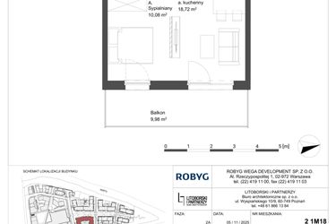 Rzut - Mieszkanie na sprzedaż 1 pokój o powierzchni 35,9 m² - numer 1M18 w Elektrovnia Garbary