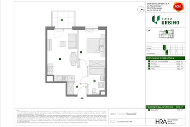 Rzut - Mieszkanie na sprzedaż 2 pokoje o powierzchni 40 m² - numer C15 w Osiedle Urbino etap 4.2