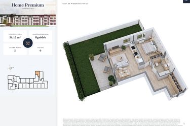 Rzut - Mieszkanie na sprzedaż 2 pokoje o powierzchni 54,13 m² - numer 52 w Apartamenty Home Premium etap 2