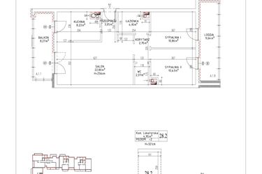 Rzut - Mieszkanie na sprzedaż 3 pokoje o powierzchni 64,29 m² - numer M-04 w Nałęczowska