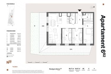 Rzut - Mieszkanie na sprzedaż 4 pokoje o powierzchni 96,77 m² - numer B2.6 w Nadgórników 14