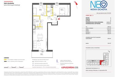 Rzut - Mieszkanie na sprzedaż 3 pokoje o powierzchni 63,03 m² - numer 74 w Neo Nova Ochota