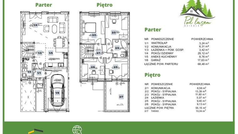 Rzut - Dom na sprzedaż 5 pokoi o powierzchni 123,63 m² - numer B10 w Osiedle Pod Lasem