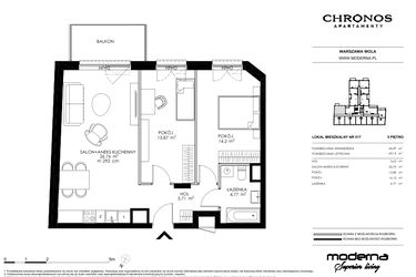 Rzut - Mieszkanie na sprzedaż 3 pokoje o powierzchni 65,14 m² - numer 517 w Chronos
