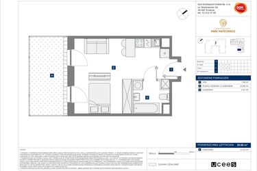 Rzut - Mieszkanie na sprzedaż 1 pokój o powierzchni 29,86 m² - numer G-2 w Apartamenty Park Matecznego Etap 2